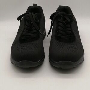 Dykhmily Shoes Mens Lace Up Sneaker Black Flat Heel Round Toe 12